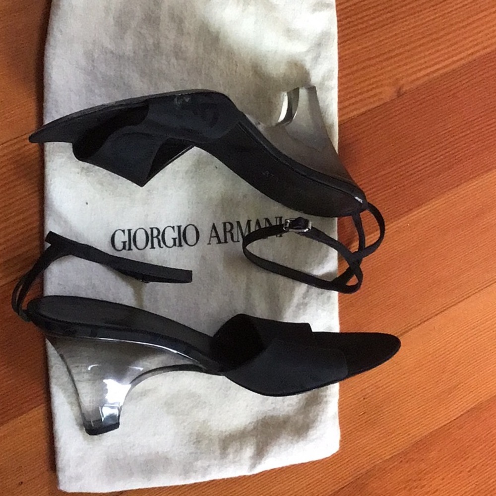 Giorgio Armani black sling back w/lucite heel